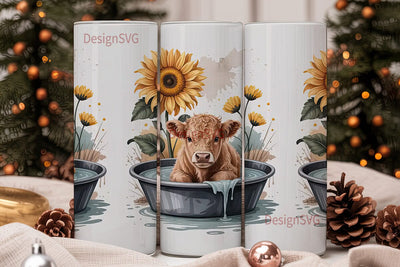 Highland Cow Bath Time 20oz Tumbler Wrap Sublimation DesignSVG 