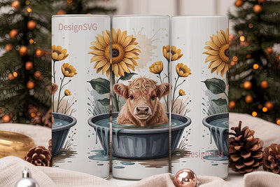 Highland Cow Bath Time 20oz Tumbler Wrap Sublimation DesignSVG 