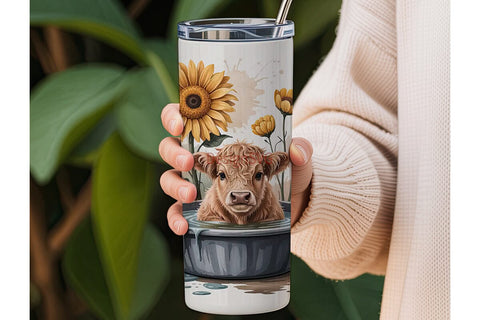 Highland Cow Bath Time 20oz Tumbler Wrap Sublimation DesignSVG 