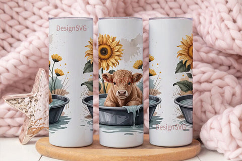 Highland Cow Bath Time 20oz Tumbler Wrap Sublimation DesignSVG 
