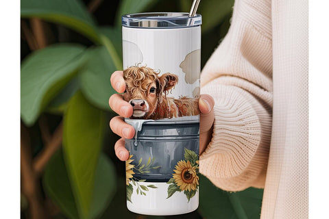 Highland Cow Bath Time 20oz Tumbler Wrap Sublimation DesignSVG 