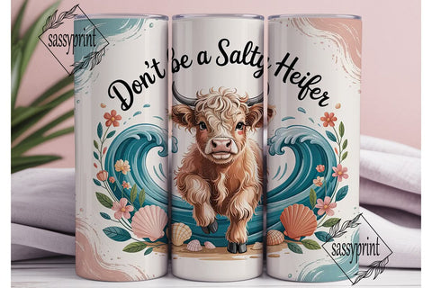 Highland Cow Beach Vibes 20oz Tumbler Sublimation sassyprint 