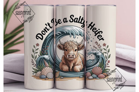 Highland Cow Beach Vibes 20oz Tumbler Sublimation sassyprint 