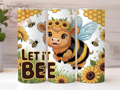 Highland Cow Bee Theme 20oz Tumbler Wrap, Let It Bee, Bee Theme, Wildlife Design, Cow Art, 20oz Tumbler Wrap, Sublimation PNG Sublimation Lara' s Designs 
