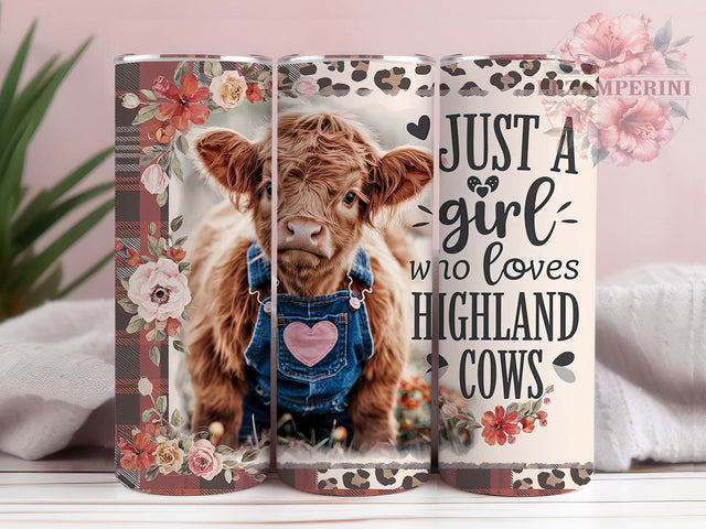 Highland Cow Boho Country Girl Tumbler, Baby Cow Tumbler, Just A Girl Tumbler, Farm Animal Tumbler, Country Girl Tumbler, 20oz Sublimation Wrap, Boho Cow Tumbler Sublimation Li Zamperini 
