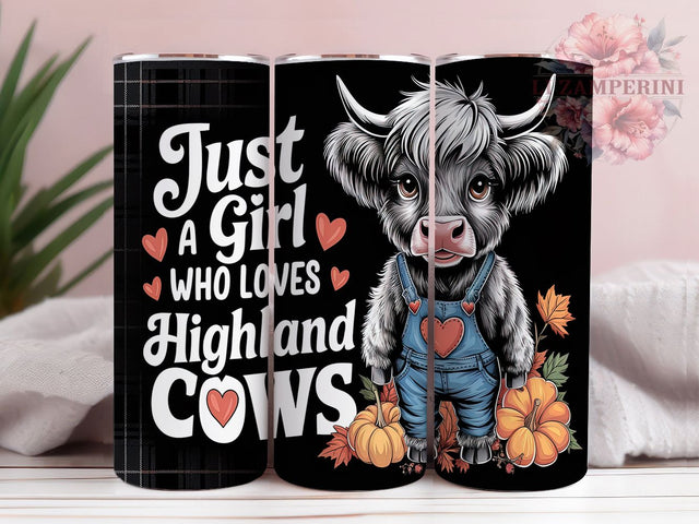 Highland Cow Boho Country Girl Tumbler, Baby Cow Tumbler, Just A Girl Tumbler, Farm Animal Tumbler, Country Girl Tumbler, 20oz Sublimation Wrap, Boho Cow Tumbler Sublimation Li Zamperini 