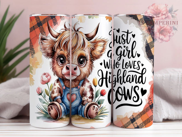 Highland Cow Boho Country Girl Tumbler, Baby Cow Tumbler, Just A Girl Tumbler, Farm Animal Tumbler, Country Girl Tumbler, 20oz Sublimation Wrap, Boho Cow Tumbler Sublimation Li Zamperini 