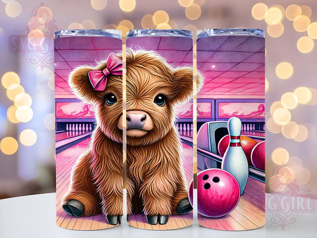 Highland Cow Bowling 20oz Tumbler Wrap, Cow Sublimation, Bowling Gift, Cute Cow Design, Sports Tumbler Sublimation SvggirlplusArt 