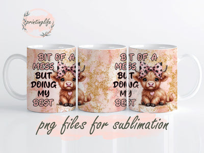 Highland Cow Breath Dragonfly Mug Wrap Design, Instant Digital Design Download Mug Wrap Design, Mug Design PNG best 11oz Sublimation PrintingLife 