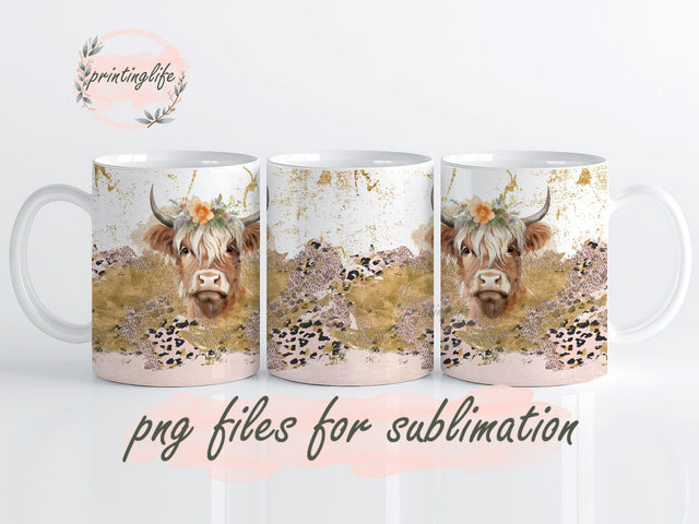 Highland Cow Breath Dragonfly Mug Wrap Design, Instant Digital Design Download Mug Wrap Design, Mug Design PNG Sublimation PrintingLife 