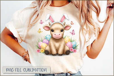 Highland Cow Bunny Saint Patrick Day Sublimation Sublimation Shetara Begum 