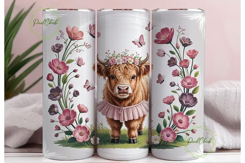 Highland Cow Calf 20oz Tumbler Design Sublimation PixelChick 