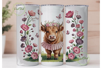 Highland Cow Calf 20oz Tumbler Design Sublimation PixelChick 