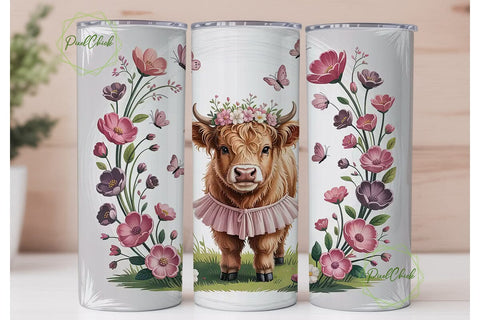 Highland Cow Calf 20oz Tumbler Design Sublimation PixelChick 