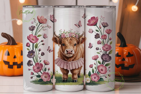 Highland Cow Calf 20oz Tumbler Design Sublimation PixelChick 