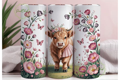 Highland Cow Calf 20oz Tumbler Design Sublimation PixelChick 