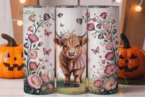 Highland Cow Calf 20oz Tumbler Design Sublimation PixelChick 