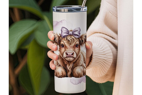 Highland Cow Calf 20oz Tumbler Wrap Sublimation DesignSVG 