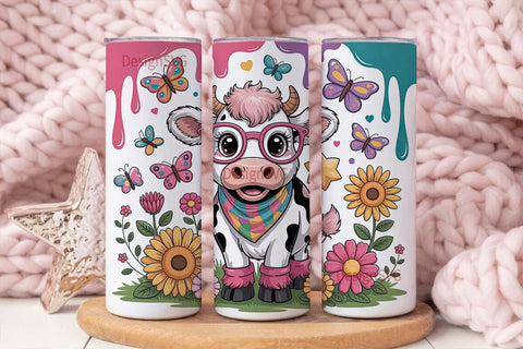 Highland Cow Calf 20oz Tumbler Wrap Sublimation DesignSVG 