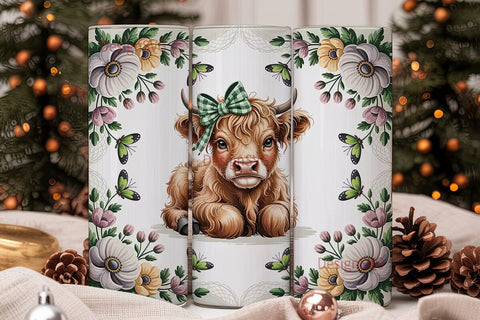 Highland Cow Calf 20oz Tumbler Wrap Sublimation DesignSVG 