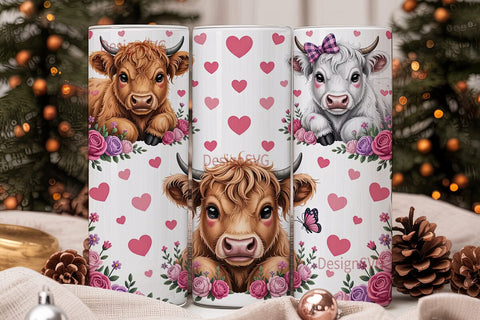 Highland Cow Calf 20oz Tumbler Wrap Sublimation DesignSVG 