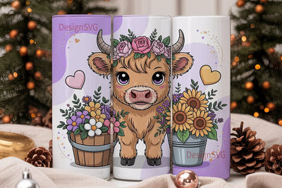 Highland Cow Calf 20oz Tumbler Wrap Sublimation DesignSVG 