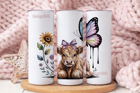Highland Cow Calf 20oz Tumbler Wrap Sublimation DesignSVG 