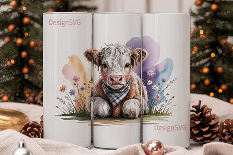 Highland Cow Calf 20oz Tumbler Wrap Sublimation DesignSVG 