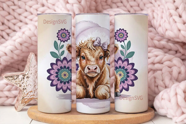 Highland Cow Calf 20oz Tumbler Wrap Sublimation DesignSVG 