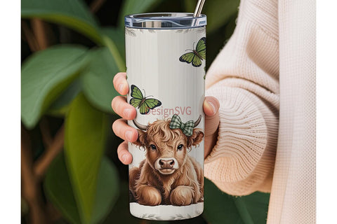 Highland Cow Calf 20oz Tumbler Wrap Sublimation DesignSVG 