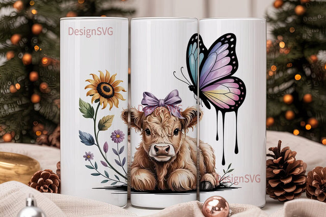 Highland Cow Calf 20oz Tumbler Wrap Sublimation DesignSVG 