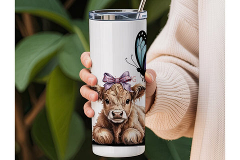 Highland Cow Calf 20oz Tumbler Wrap Sublimation DesignSVG 