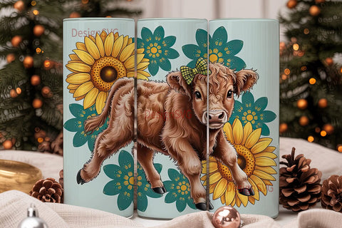 Highland Cow Calf 20oz Tumbler Wrap Sublimation DesignSVG 