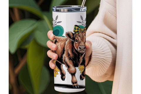Highland Cow Calf 20oz Tumbler Wrap Sublimation DesignSVG 