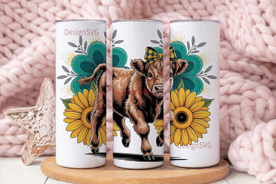 Highland Cow Calf 20oz Tumbler Wrap Sublimation DesignSVG 