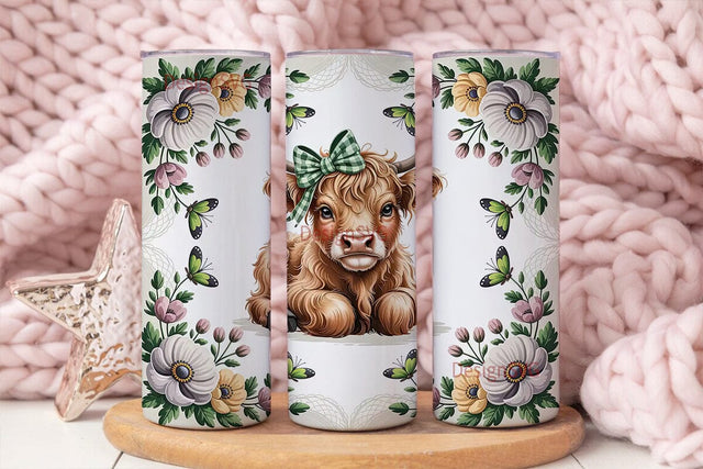 Highland Cow Calf 20oz Tumbler Wrap Sublimation DesignSVG 