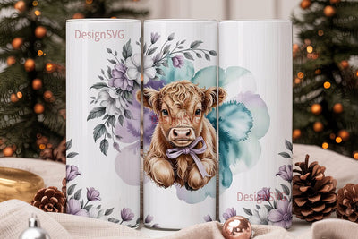 Highland Cow Calf 20oz Tumbler Wrap Sublimation DesignSVG 