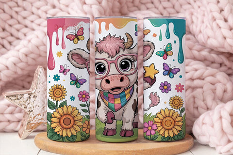 Highland Cow Calf 20oz Tumbler Wrap Sublimation DesignSVG 