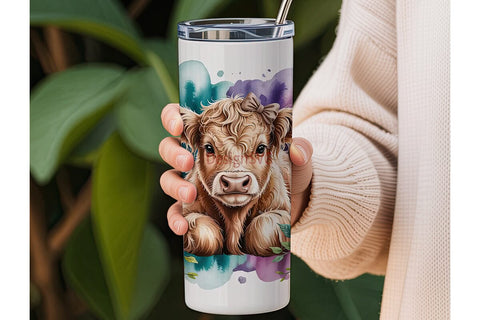 Highland Cow Calf 20oz Tumbler Wrap Sublimation DesignSVG 