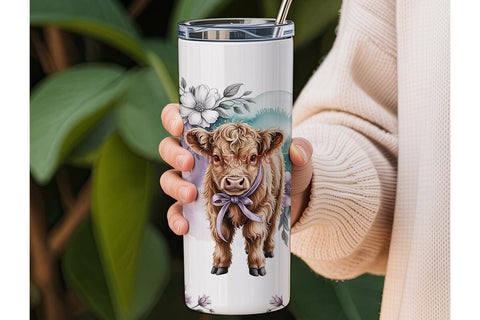 Highland Cow Calf 20oz Tumbler Wrap Sublimation DesignSVG 