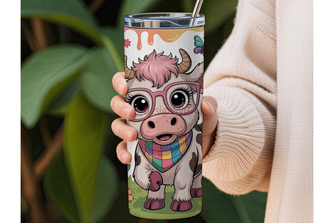 Highland Cow Calf 20oz Tumbler Wrap Sublimation DesignSVG 