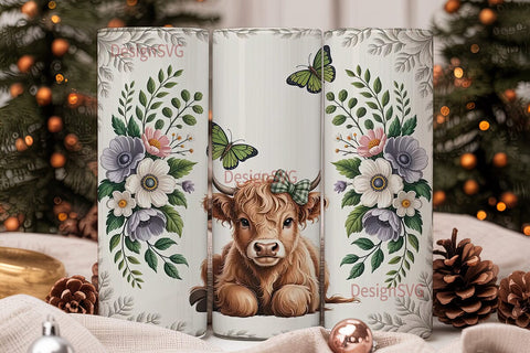 Highland Cow Calf 20oz Tumbler Wrap Sublimation DesignSVG 