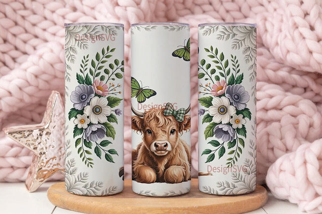 Highland Cow Calf 20oz Tumbler Wrap Sublimation DesignSVG 