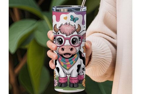 Highland Cow Calf 20oz Tumbler Wrap Sublimation DesignSVG 