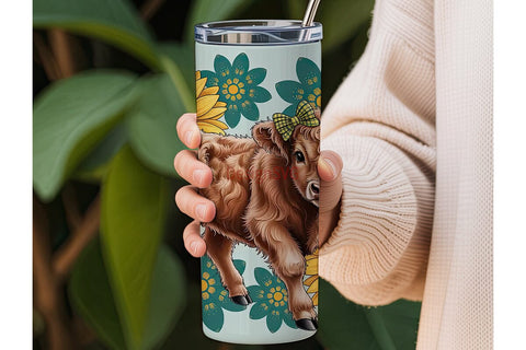 Highland Cow Calf 20oz Tumbler Wrap Sublimation DesignSVG 