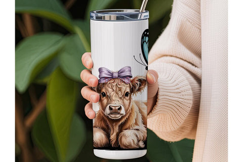 Highland Cow Calf 20oz Tumbler Wrap Sublimation DesignSVG 