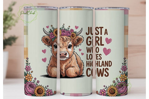 Highland Cow Calf 20oz Tumbler Wrap Sublimation PixelChick 