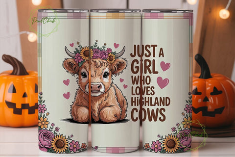 Highland Cow Calf 20oz Tumbler Wrap Sublimation PixelChick 