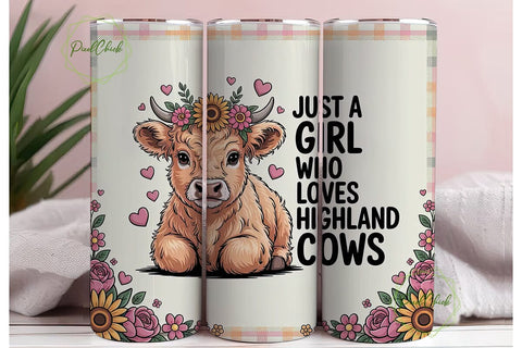 Highland Cow Calf 20oz Tumbler Wrap Sublimation PixelChick 
