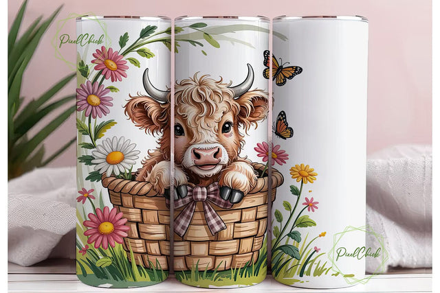 Highland Cow Calf 20oz Tumbler Wrap Sublimation PixelChick 